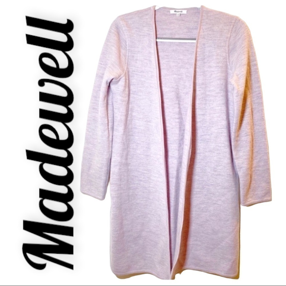 MADEWELL Lombard 100% Merino Wool Cardigan Sweater Coat Blush Pink, Size XS